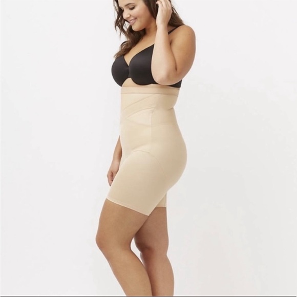 Cacique 22/24 illusion high waist thigh shaper 0678 shorts plus nude beige tan - Picture 1 of 9